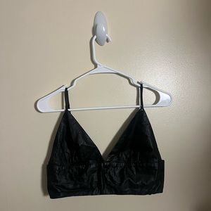 Black leather crop top